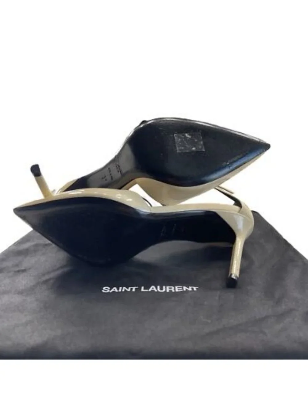 Saint Laurent Patent Anja 85 Ankle Strap Pointed Pumps 37 Coquille - Picture 8 of 8